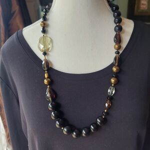 Chic Black and Gold Beaded Necklace